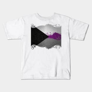 Fancy Swooped and Swirled Demisexual Pride Flag Background Kids T-Shirt